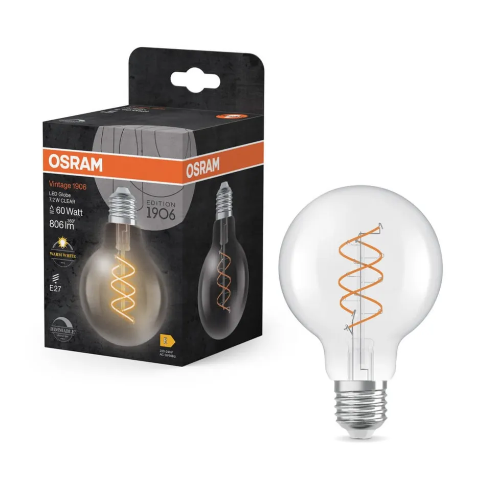 OSRAM LED Vintage G80 E27 7,2W 927 Spiral Filament clear dæmpbar