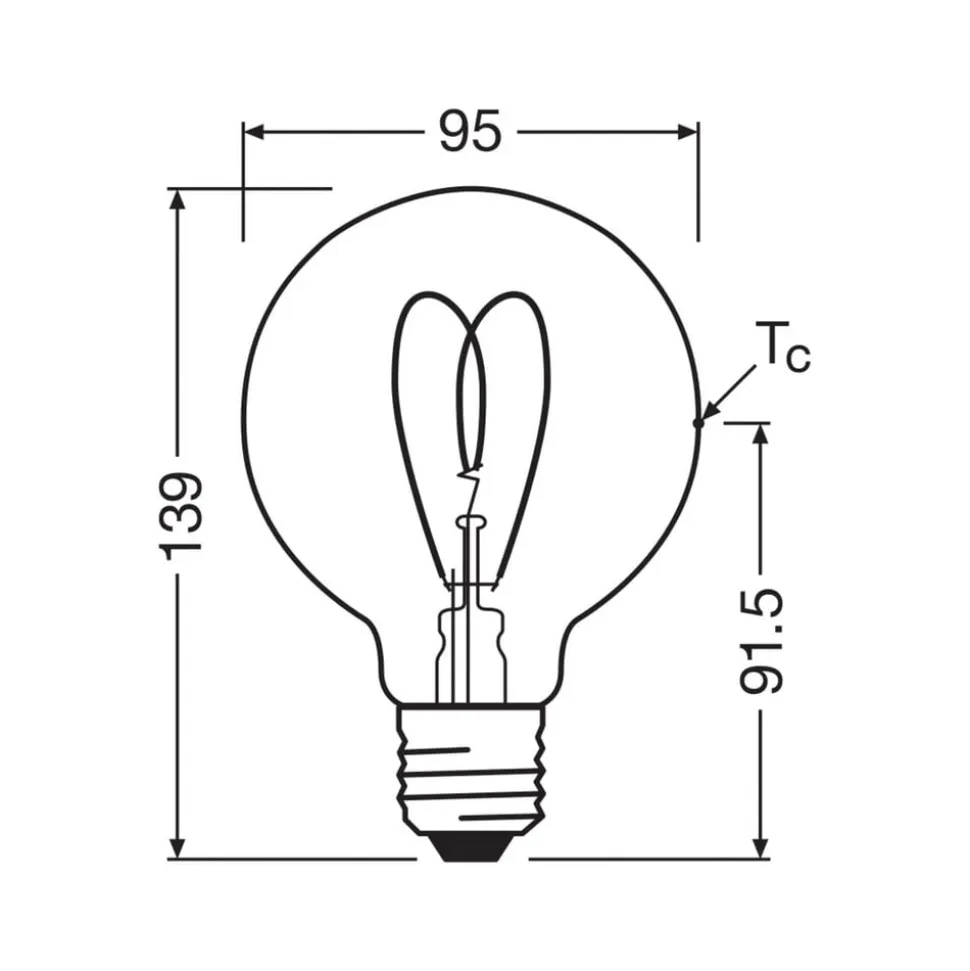 OSRAM LED Vintage G95 E27 4,9W 922 Heart Filament guld dæmpbar