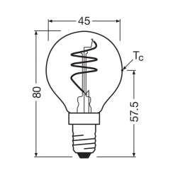 OSRAM LED Vintage P40 E14 4,6W 927 Spiral Filament clear dæmpbar