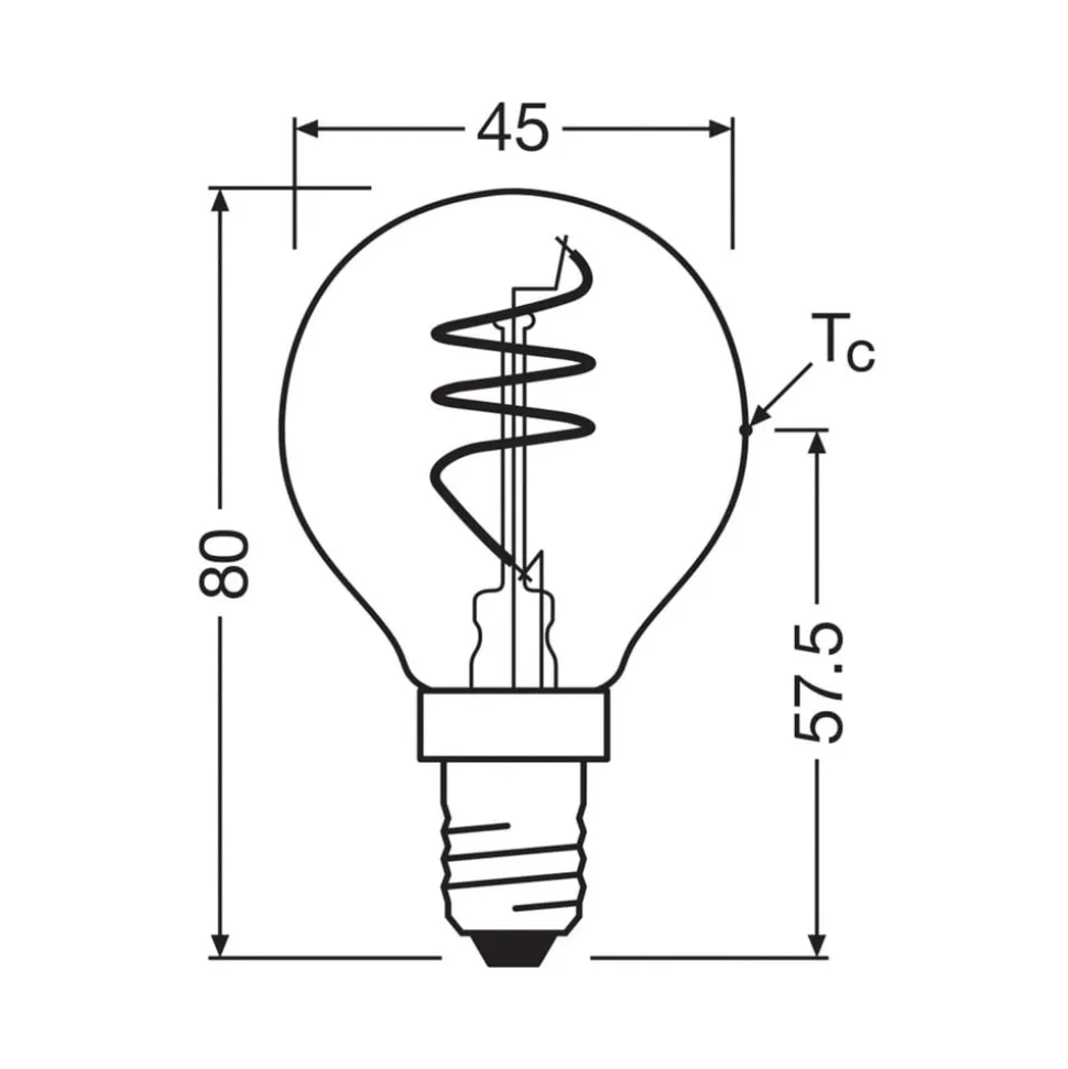 OSRAM LED Vintage P40 E14 4,9W 922 Spiral Filament gold dæmpbar
