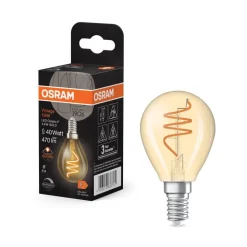 OSRAM LED Vintage P40 E14 4,9W 922 Spiral Filament gold dæmpbar