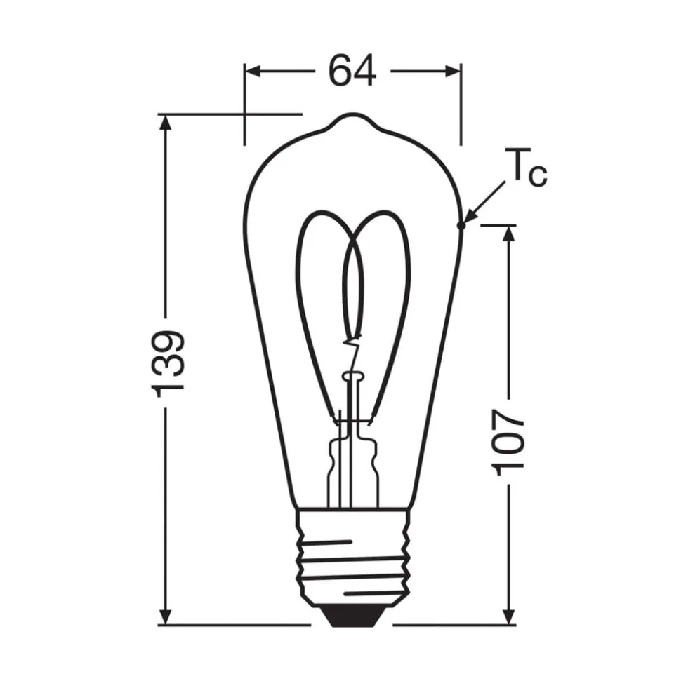 OSRAM LED Vintage ST64 E27 7,2W 927 Heart Filament clear dæmpbar