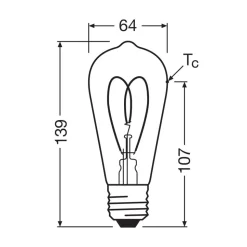 OSRAM LED Vintage ST64 E27 4,9W 922 Heart Filament guld dæmpbar
