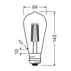 OSRAM LED-filamentpære E27 5W Filament 2,700K