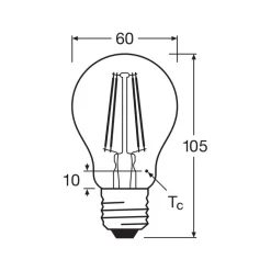 OSRAM LED-filamentpære E27 7W 827 6-pak