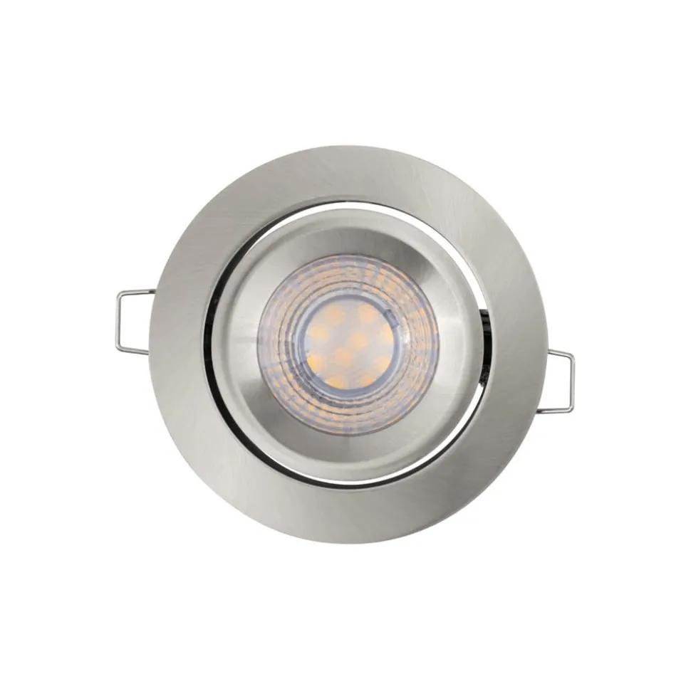 OSRAM LED-indbygningsspot, 3-pak, nikkel, Ø 9 cm, metal 827 dæmpbar