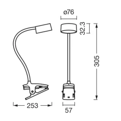OSRAM LED-klemmelampe Office Line Cylinder sort CCT dæmpbar