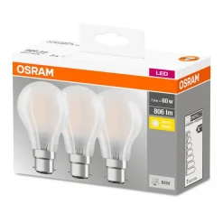 OSRAM LED-pære B22d Classic 827 6,5W 3'er sæt