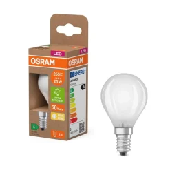 OSRAM LED-pære dråbe E14 1,2W mat 2700K 255lm