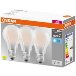 OSRAM LED-pære E27 Base CL A 11 W 4.000 K mat 3 st
