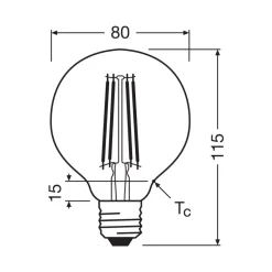OSRAM LED-pære Globe G80 E27 2,2W Filament 2,700K