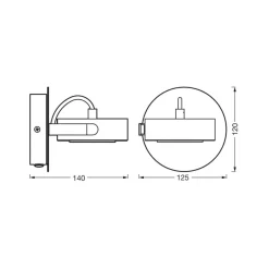 OSRAM LED-vægspot VENUS, hvid, 1 lyskilde, metal 3.000 K