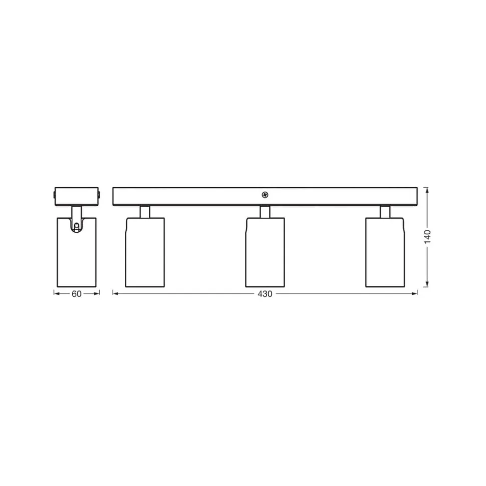 OSRAM loftspot OCTAGON, hvid, 3 lyskilder, GU10-LED 927 dæmpbar