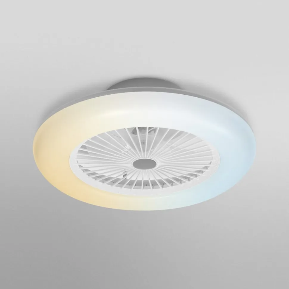OSRAM SMART+ WiFi LED-loftventilator ROUND hvid, lydsvag, 55 cm