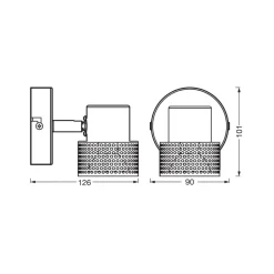 OSRAM vægspot CORK, hvid, 1 spot, GU10-LED, 927, dæmpbar