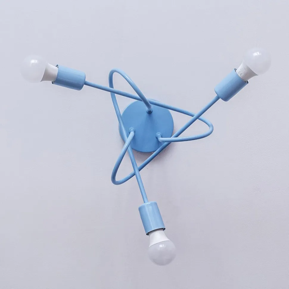 Oxford loftlampe, Ø 44 cm, lyseblå, metal, 3 lyskilder