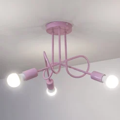 Oxford loftlampe, lyserød, Ø 44 cm, metal, 3 lyskilder