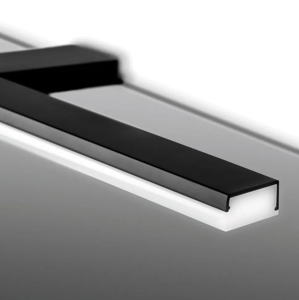 Pandora LED-spejlbelysning, mat sort, 30,8 cm