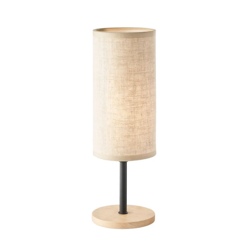 Parma bordlampe, beige, hør/træ, 30 cm høj, E14