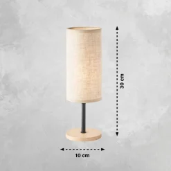 Parma bordlampe, beige, hør/træ, 30 cm høj, E14