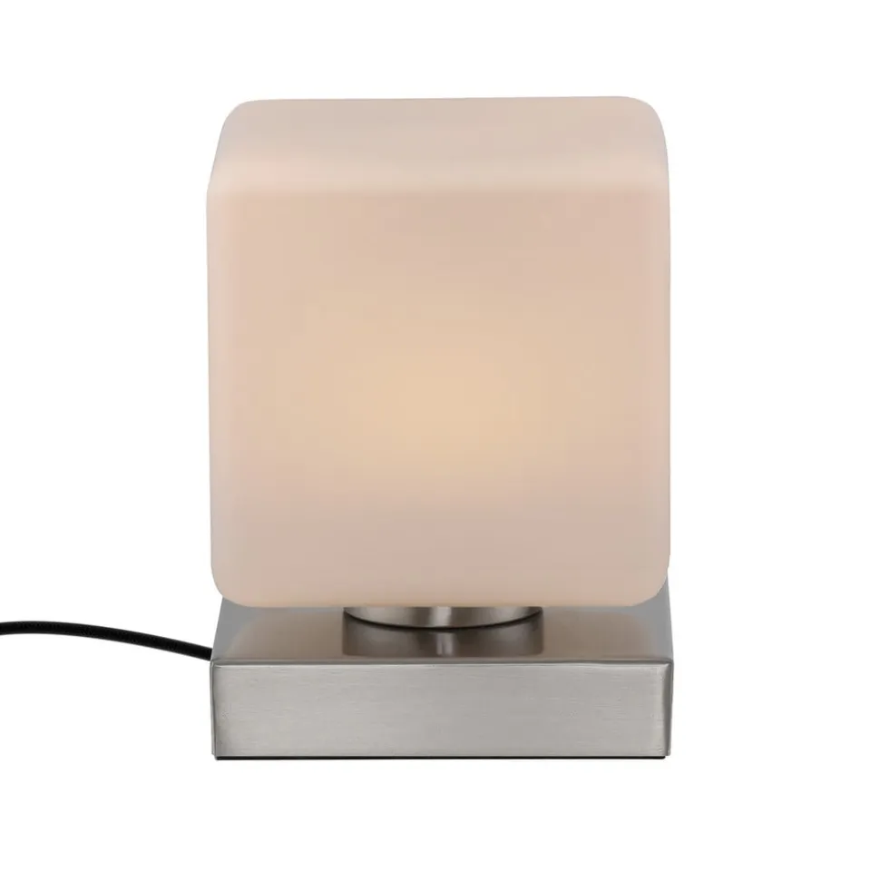 Paul Neuhaus LED-bordlampe Dadoa, stål, glas, dæmpbar