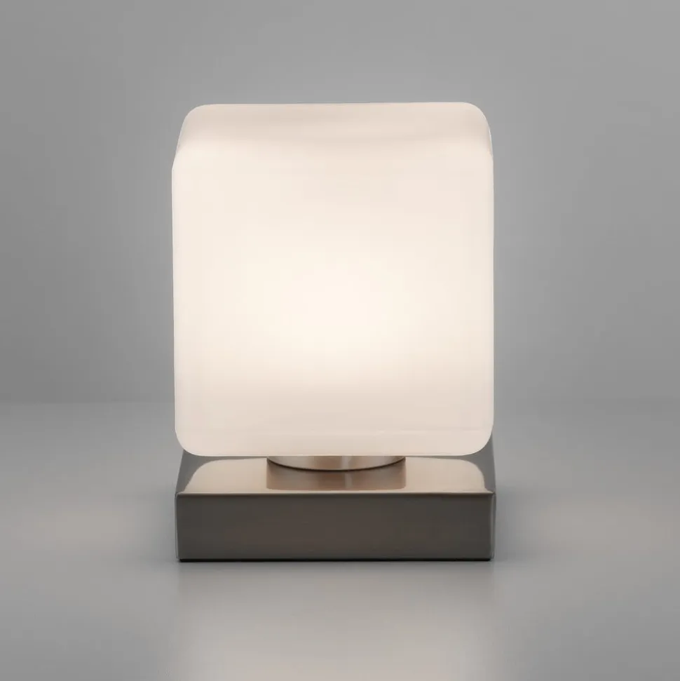 Paul Neuhaus LED-bordlampe Dadoa, stål, glas, dæmpbar