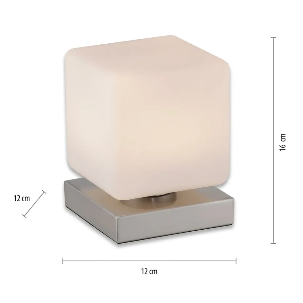Paul Neuhaus LED-bordlampe Dadoa, stål, glas, dæmpbar