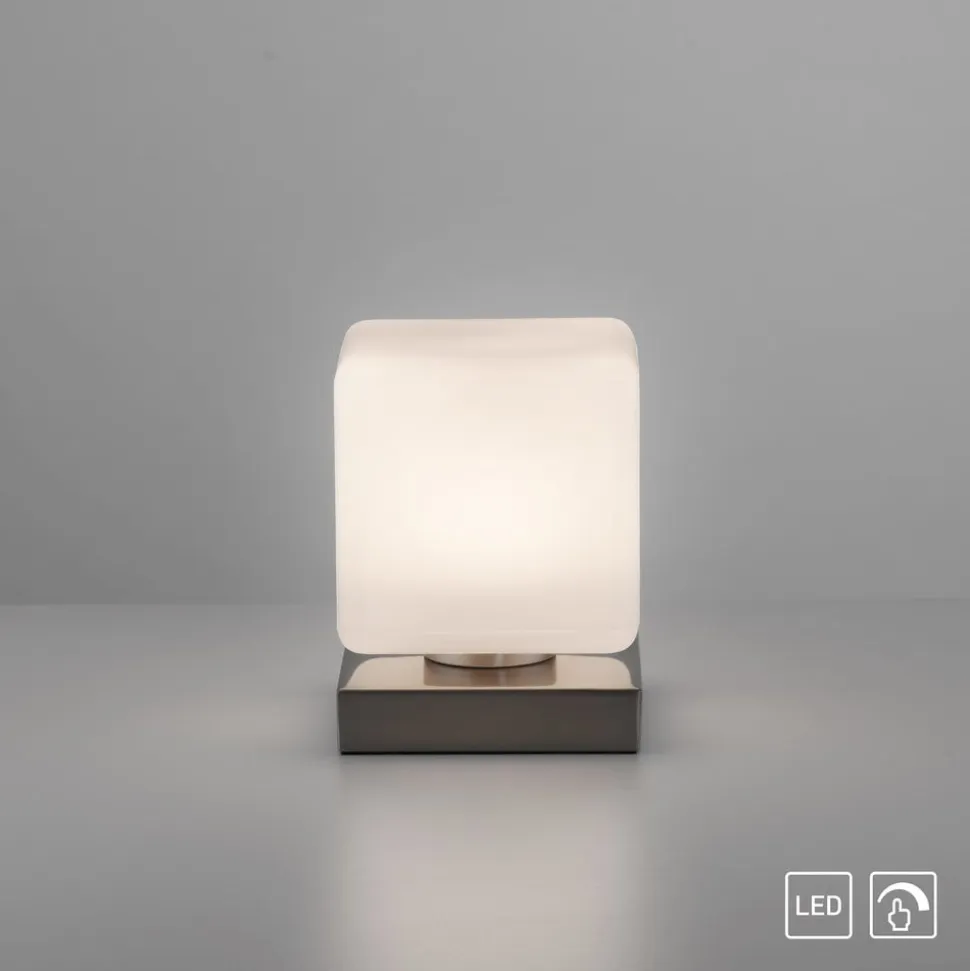 Paul Neuhaus LED-bordlampe Dadoa, stål, glas, dæmpbar
