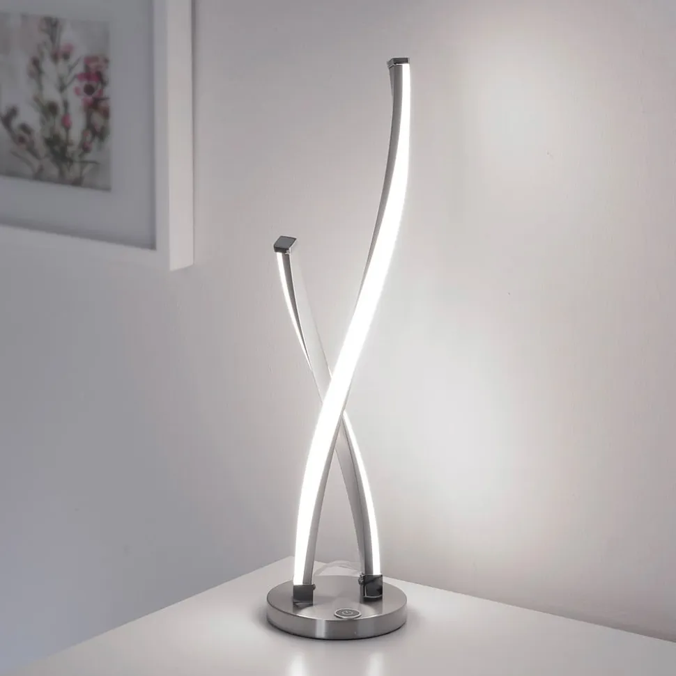 Paul Neuhaus LED-bordlampe Polina, sølv, metal, dæmpbar