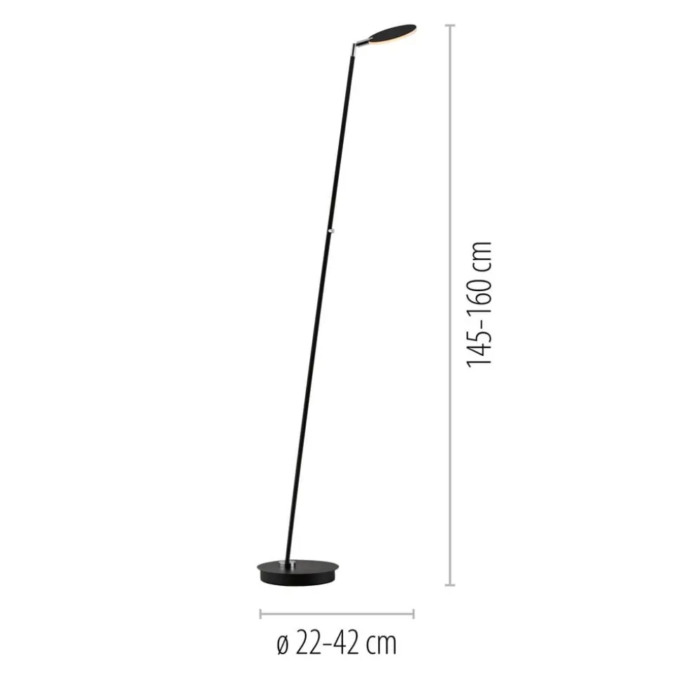 Paul Neuhaus LED-gulvlampe Akku-Bente, sort, CCT, USB-C
