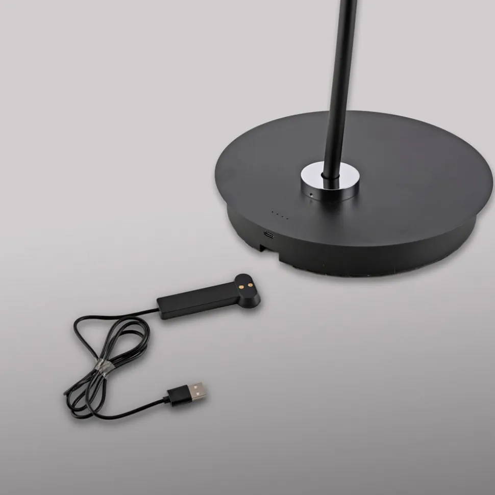Paul Neuhaus LED-gulvlampe Akku-Bente, sort, CCT, USB-C