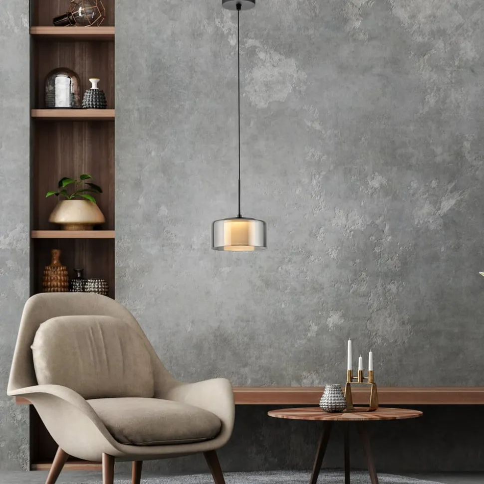 Paul Neuhaus LED-hængelampe Rika, Ø 15 cm, glas, dæmpbar