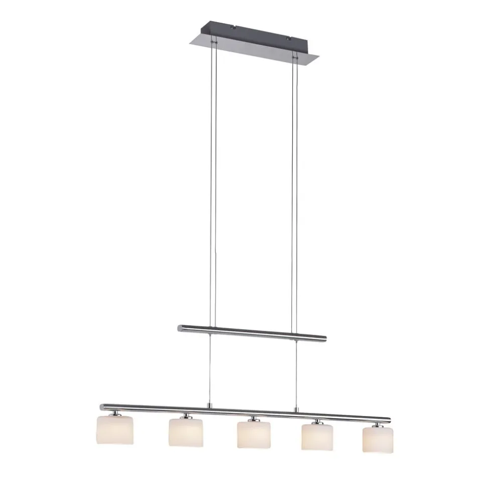 Paul Neuhaus LED-hængelampe Hydra, stålfarvet, glas, 80 cm
