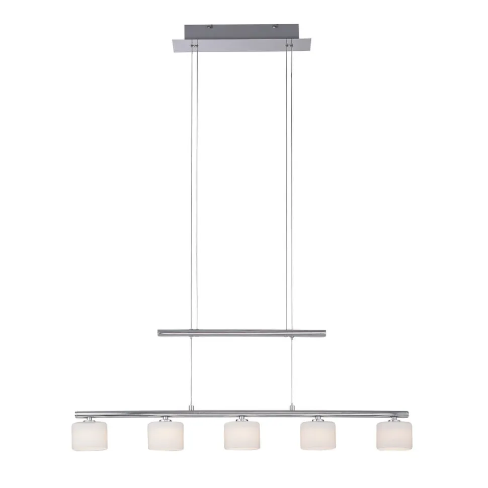 Paul Neuhaus LED-hængelampe Hydra, stålfarvet, glas, 80 cm