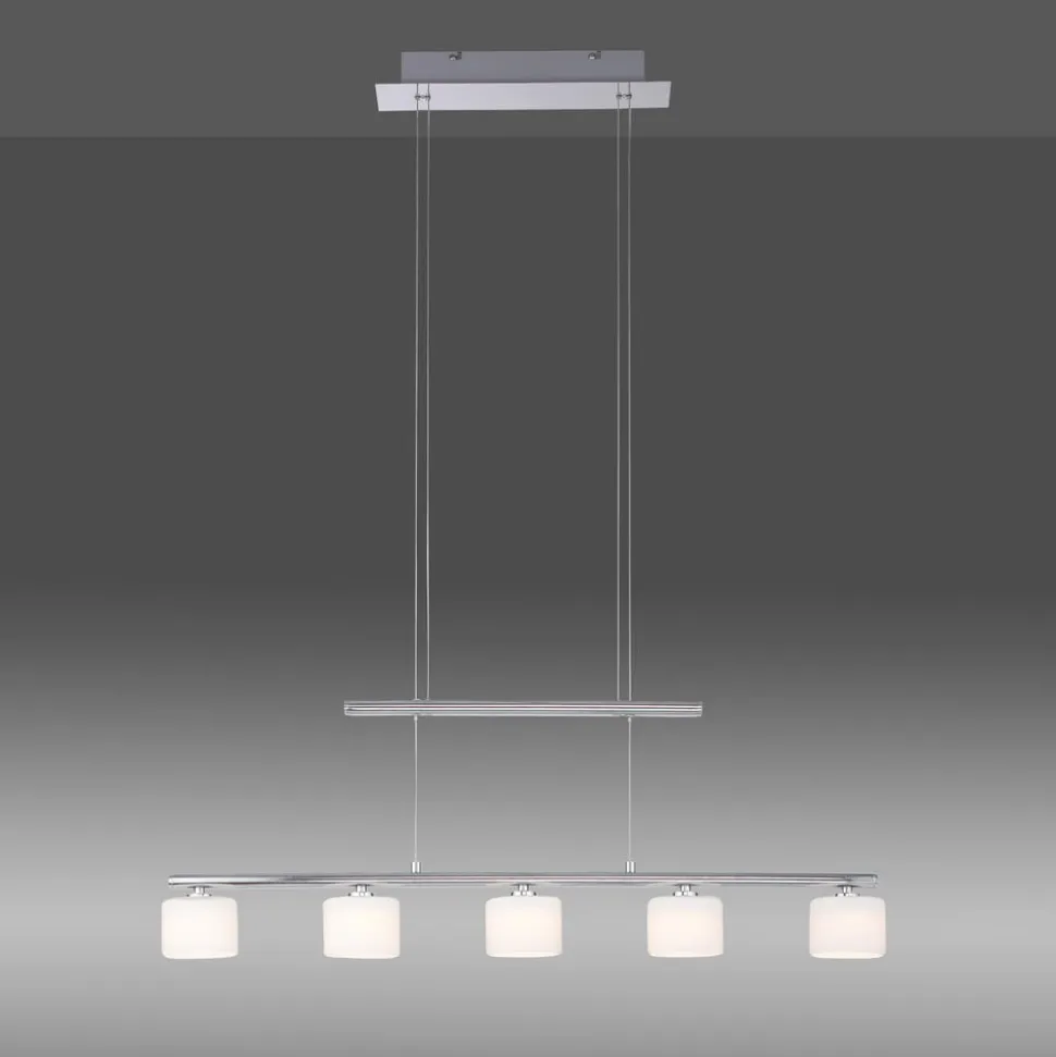Paul Neuhaus LED-hængelampe Hydra, stålfarvet, glas, 80 cm