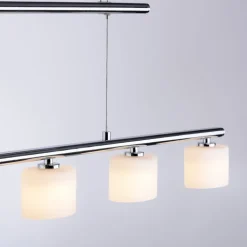Paul Neuhaus LED-hængelampe Hydra, stålfarvet, glas, 80 cm