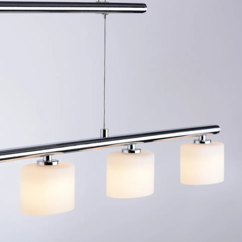 Paul Neuhaus LED-hængelampe Hydra, stålfarvet, glas, 80 cm