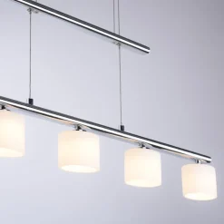 Paul Neuhaus LED-hængelampe Hydra, stålfarvet, glas, 80 cm