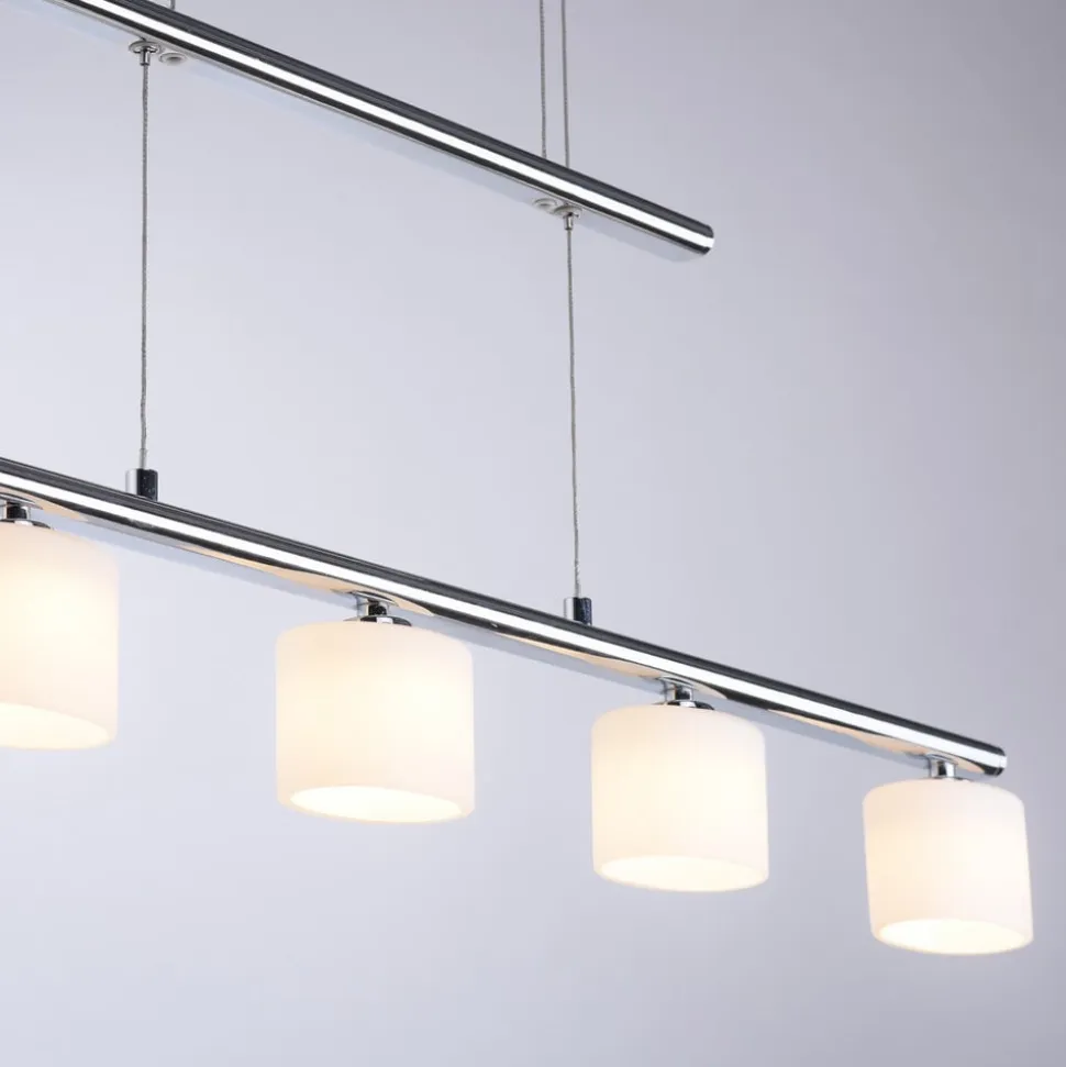 Paul Neuhaus LED-hængelampe Hydra, stålfarvet, glas, 80 cm