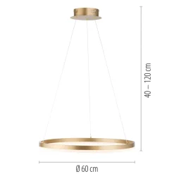 Paul Neuhaus LED-hængelampe Titus, Ø 60 cm, messing, dæmpbar