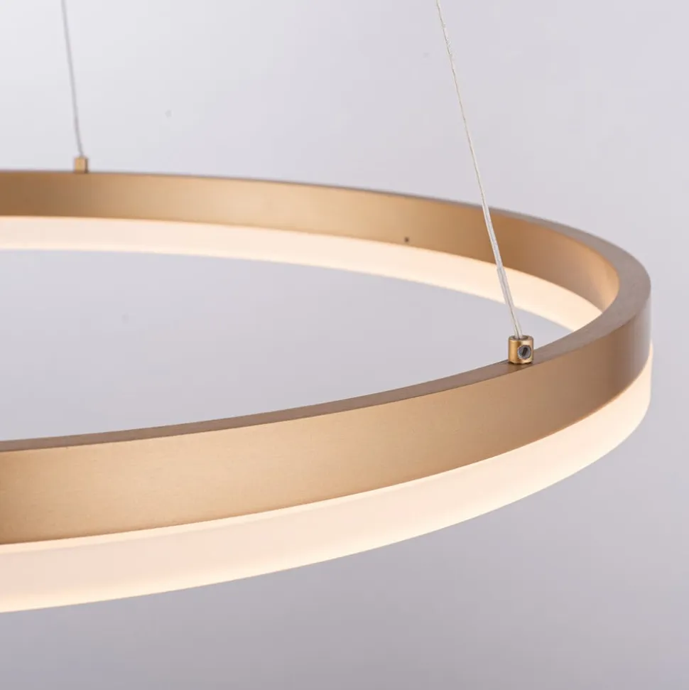 Paul Neuhaus LED-hængelampe Titus, Ø 60 cm, messing, dæmpbar