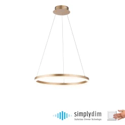 Paul Neuhaus LED-hængelampe Titus, Ø 60 cm, messing, dæmpbar