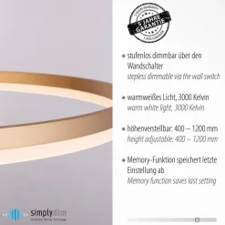Paul Neuhaus LED-hængelampe Titus, Ø 80 cm, messing, dæmpbar