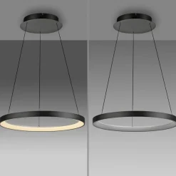 Paul Neuhaus LED-hængelampe Hoop, sort, Ø 57 cm, dæmpbar