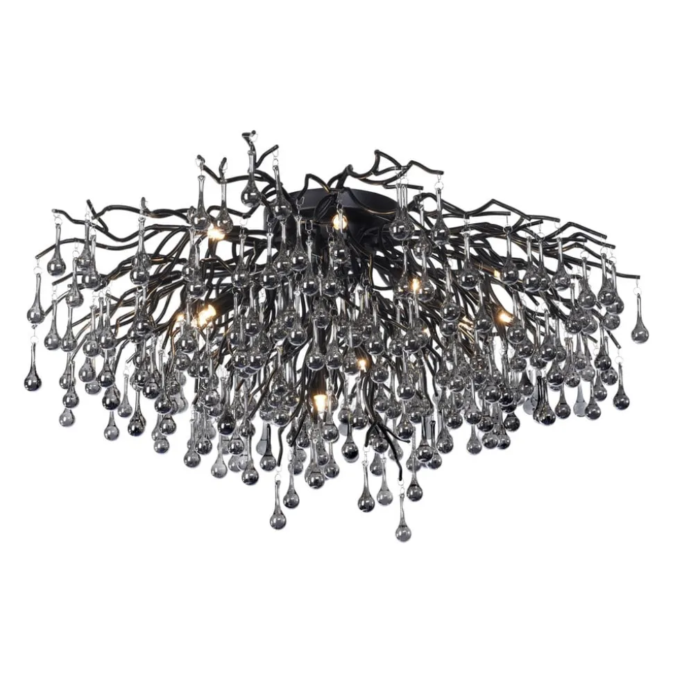 Paul Neuhaus loftslampe Icicle, 14 lys, sort