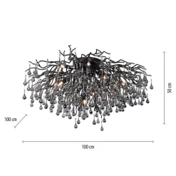 Paul Neuhaus loftslampe Icicle, 14 lys, sort