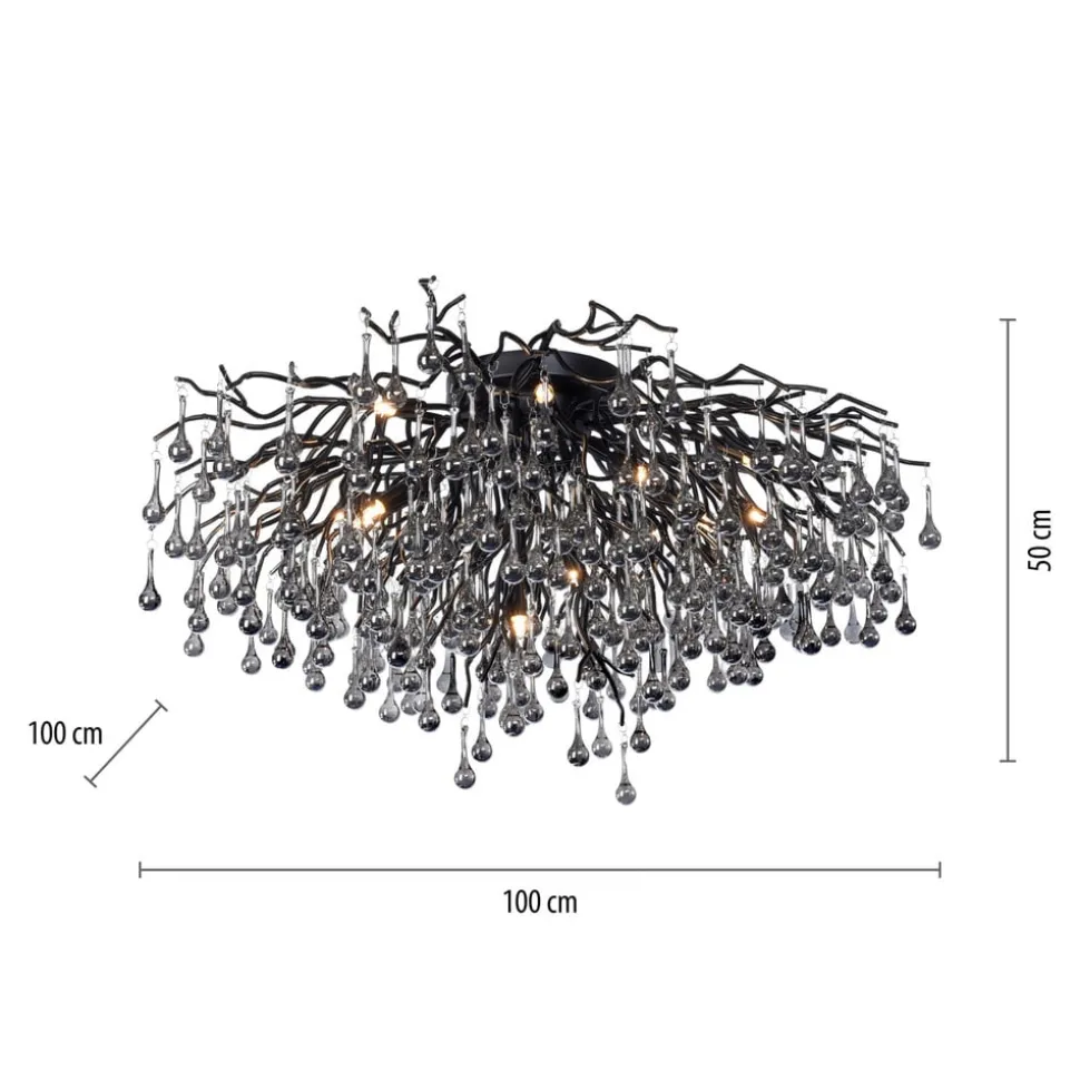 Paul Neuhaus loftslampe Icicle, 14 lys, sort