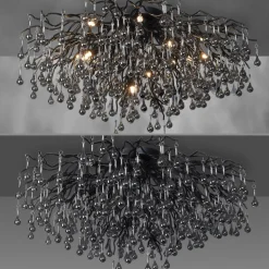 Paul Neuhaus loftslampe Icicle, 14 lys, sort