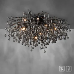 Paul Neuhaus loftslampe Icicle, 14 lys, sort