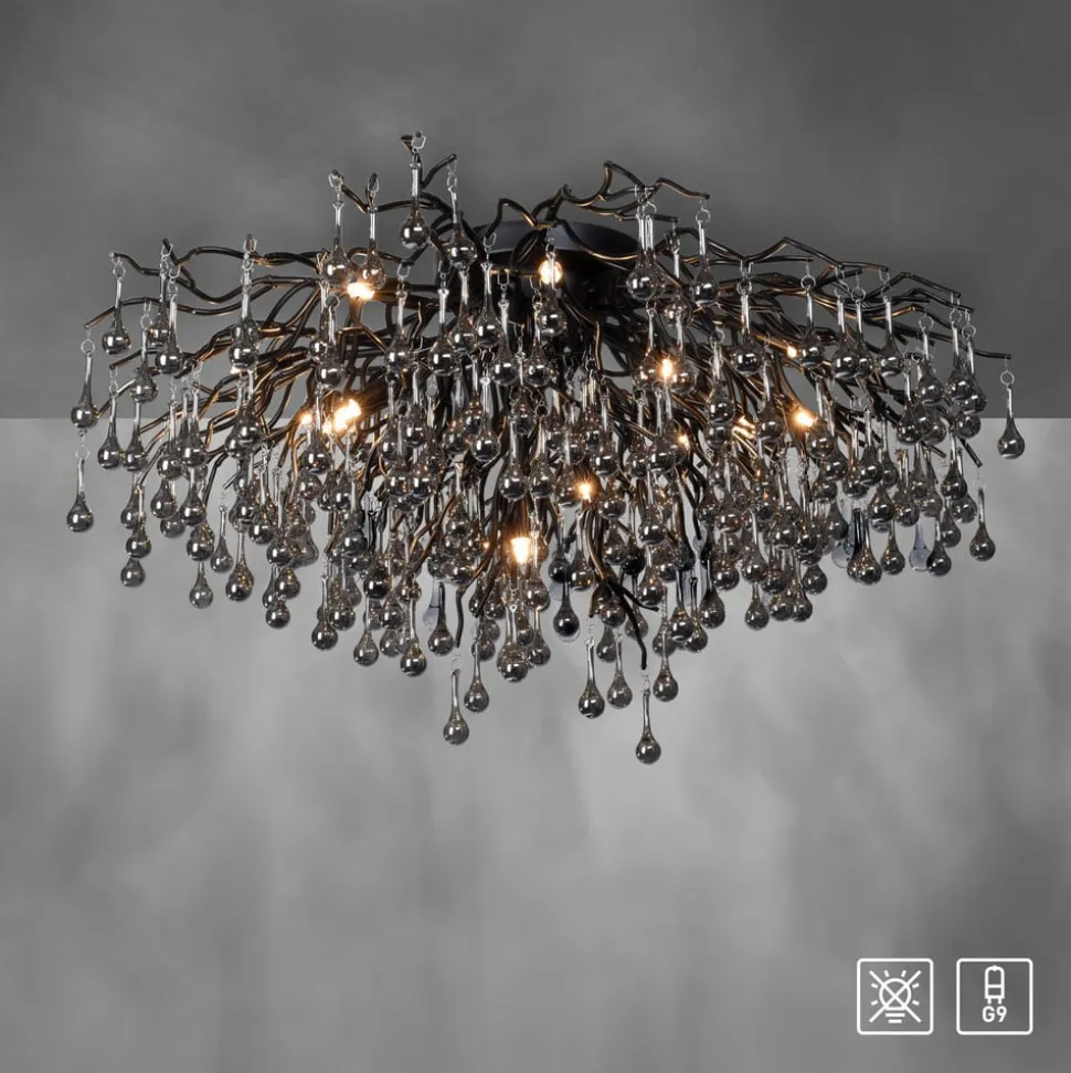 Paul Neuhaus loftslampe Icicle, 14 lys, sort